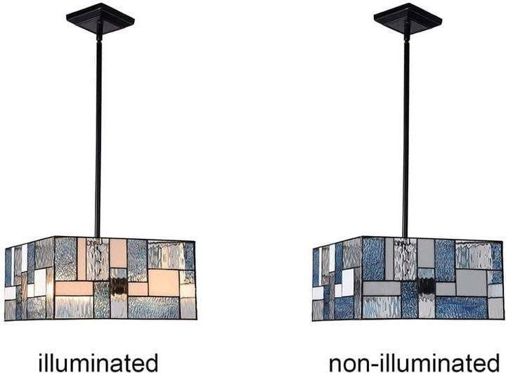 ArtZone 14&quot; Square Blue Tiffany Style Pendent Light (No Bulbs)