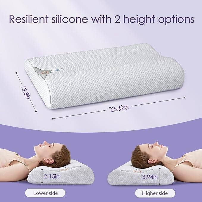 Silicone Cervical Pillow for Pain Relief, Shoulder &amp; Neck Support