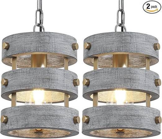 Farmhouse Pendant Light Rustic Pendant Lighting 7&quot; Grey
