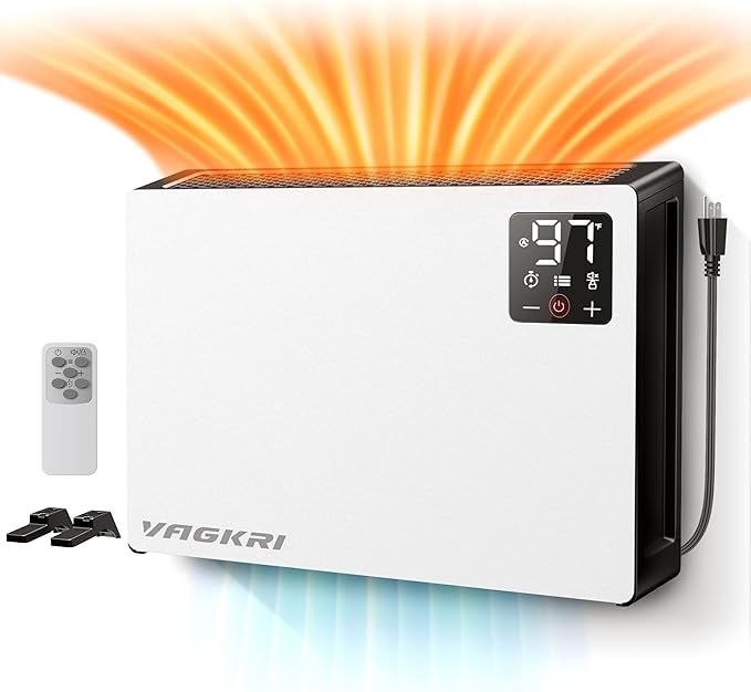 VAGKRI Quiet Electric Space Heater, Wall or Stand Mounted Heater 1500W