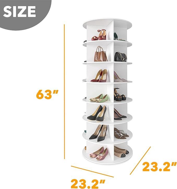SpaceAid 7 Tier Rotating Shoe Rack Tower, Spinning Shoe Display