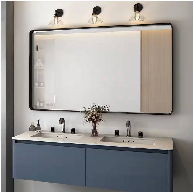 60 in. W x 28 in. H Rectangular Aluminum Framed Wall Bathroom Mirror