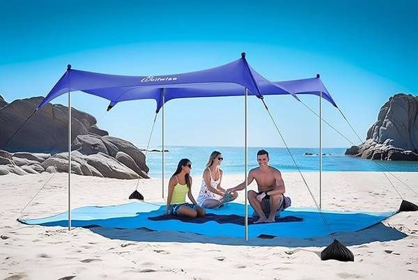 WolfWise UPF50+ Beach Tent Sun Shelter,10×10 FT Familly Beach Shade