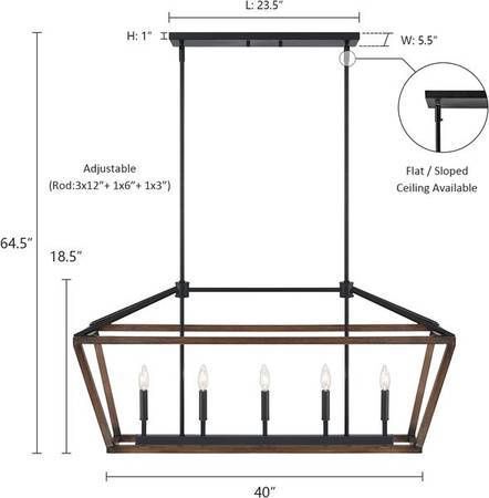 MOTINI 5-Light Kitchen Island Lantern Pendant Linear Farmhouse Chandel