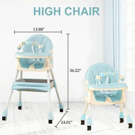 4-in-1 Baby High Chair Portable Baby Dining Chairs Eat &amp; Play Converti