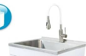 Transolid Utility Sink 15 1/4&quot; x 22&quot; Kit with Faucet in White