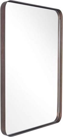 Bathroom Wall Mirror with Metal Frame Bronze, 22x30x1’’ Rounded Corner Rectangle Stainless Steel Frame Wall Mounted Mirror Hang