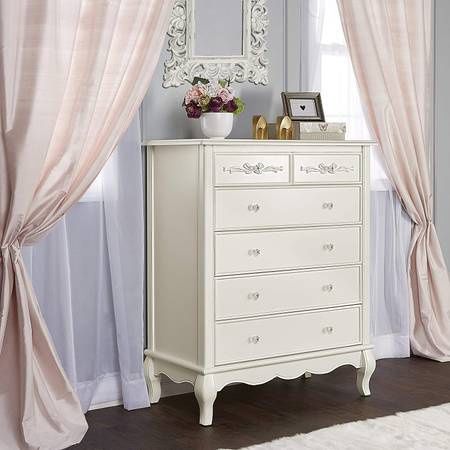 Evolur Aurora 6 Drawer, 40x22x47 Inch (Pack of 1), Ivory Lacy