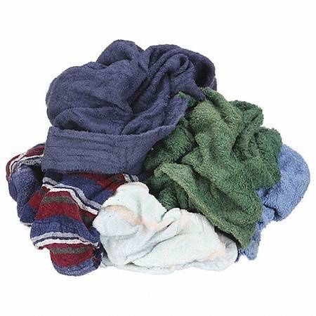 Cloth Rag: Gen Purpose Cleaning, Terry Cloth, Reclaimed, Assorted, Varies 150 ct