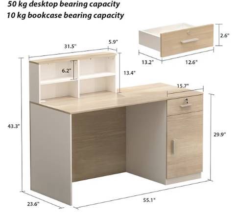 FUFU&amp;GAGA Modern/Contemporary Off-White Reception Desk with Drawers,