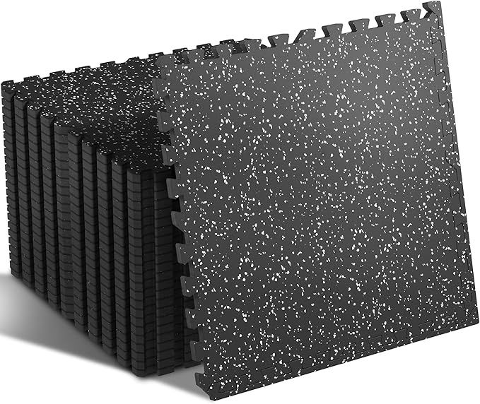 SUPERJARE 0.4 Inch Gym Flooring for Home Gym, 24 Tiles Gym Floor Mat