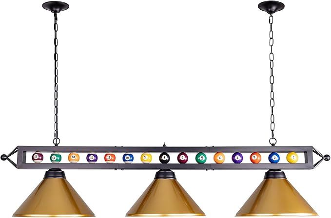 Wellmet 59&quot; Billiard Pool Table Light Fixture, 3 Light Pool Table