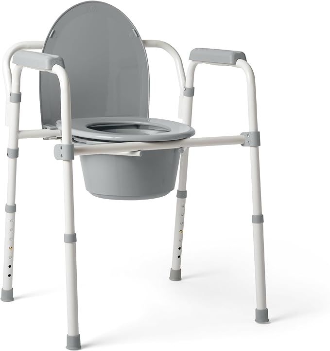 Medline 3-in-1 Steel Bedside Commode, Standard Seat