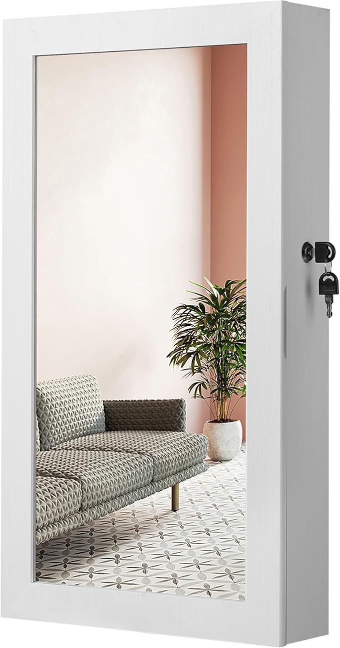 SONGMICS Lockable Jewelry Cabinet Armoire with Mirror