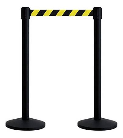 Set of 2 Queue Way - QWAYPOST-33-D4 - Black Post, 2&quot; Wide, 7&#39;6&quot;
