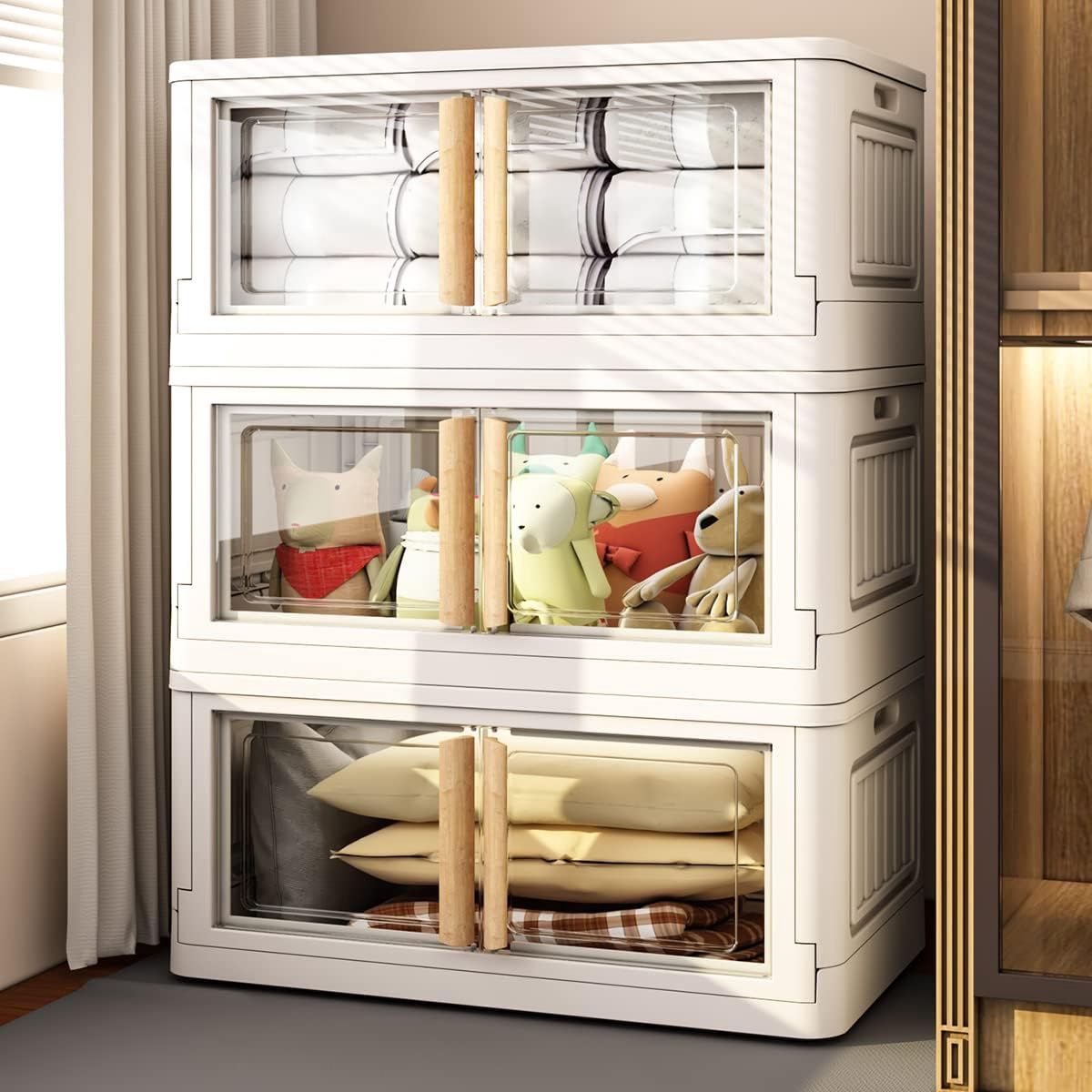 Storage Bins with Lids,78 Quart Plastic White Closet Organizers