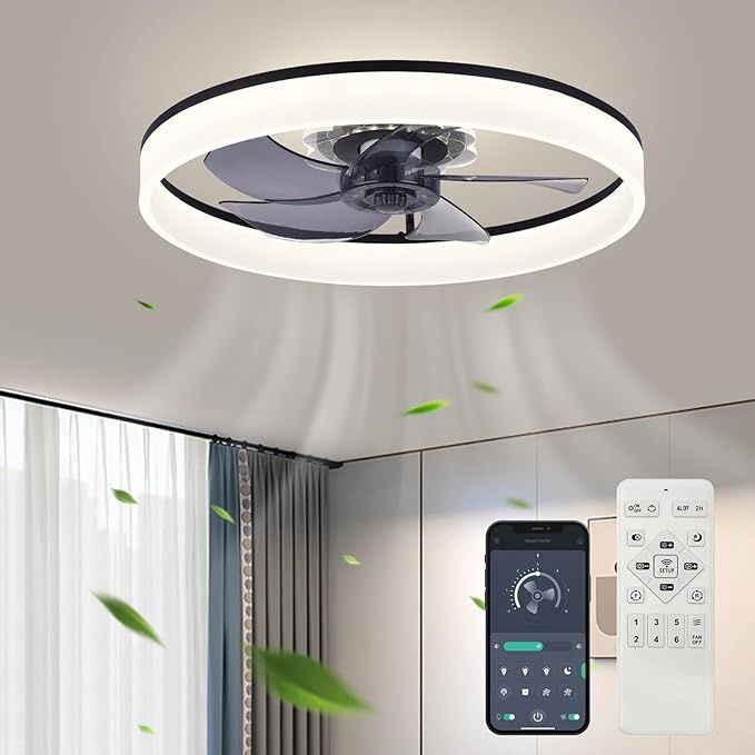 20&#39;&#39; Ceiling Fan with Light, Upgraded Low Profile Fan, Flush Mount