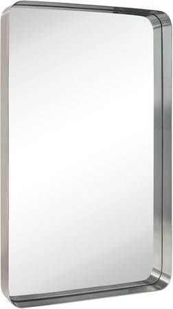 TEHOME 20x30 inch Brushed Nickel Silver Metal Framed Bathroom Mirror