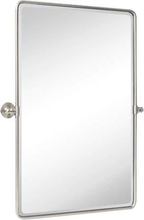 TEHOME 27 x 35&#39;&#39; Farmhouse Brush Nickel Metal Framed Mirror