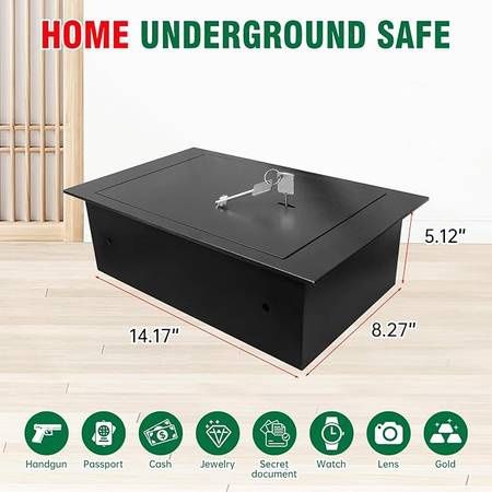 0.35 CUFT Underground Safe for Home, All-Steel Safe Box Fireproof