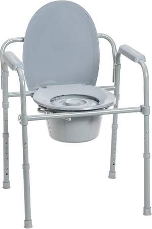 Drive Medical RTL11158KDR Folding Steel Bedside Commode Chair