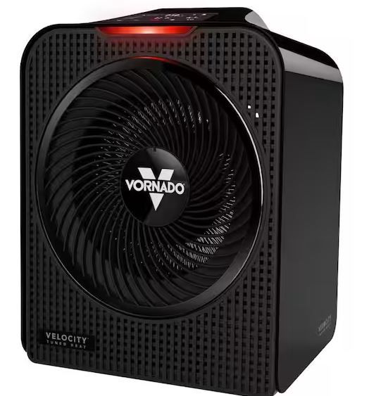 Vornado Forced Air Velocity 5 Whole Room 1500-Watt 5118 BTU Electric Space Fan Electric Heater Furnace, Black