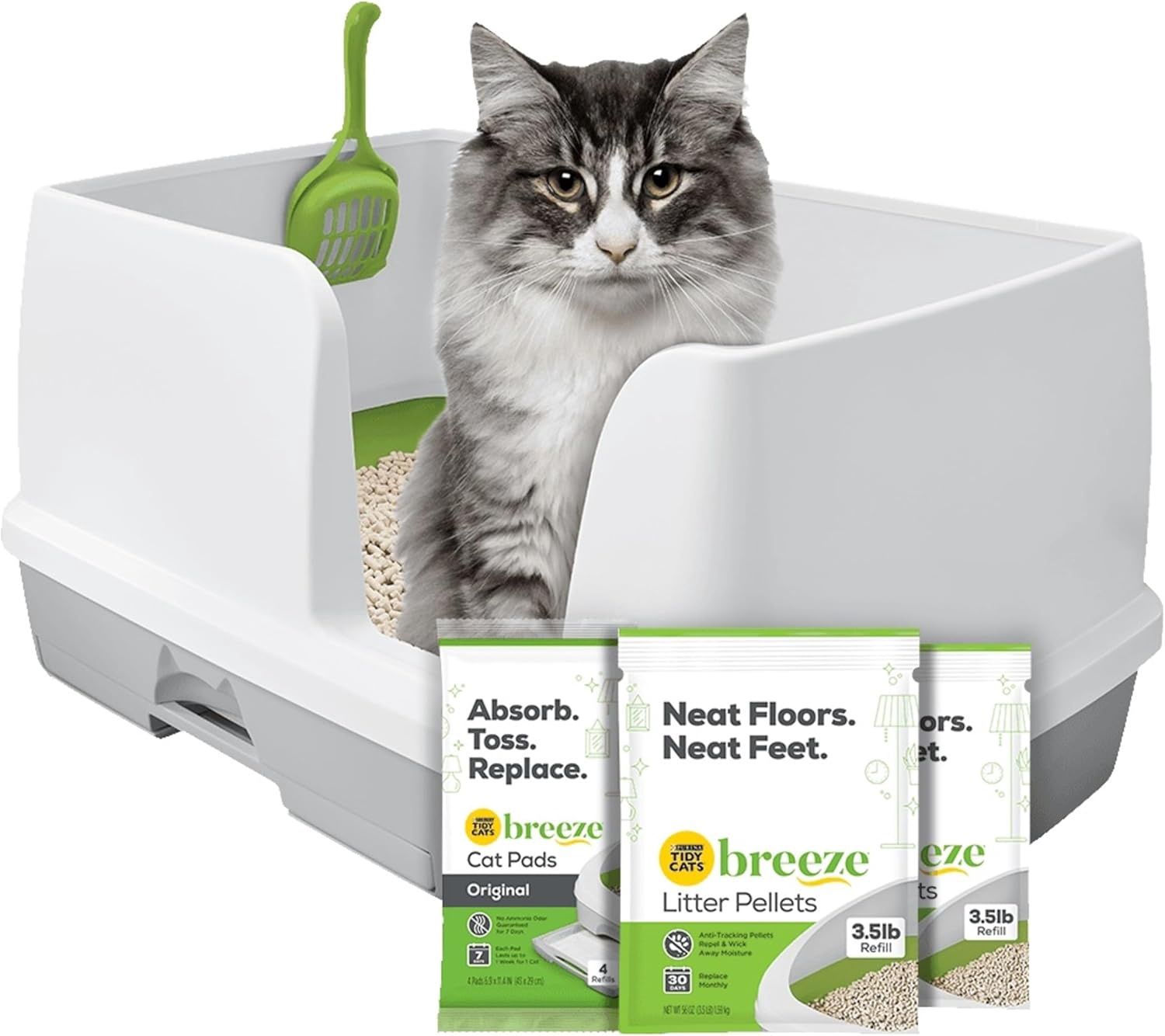 Purina Tidy Cats Non Clumping Litter System, Breeze XL All-in-One Odor Control &amp; Easy Clean Multi Cat Box - 18 lb. Box