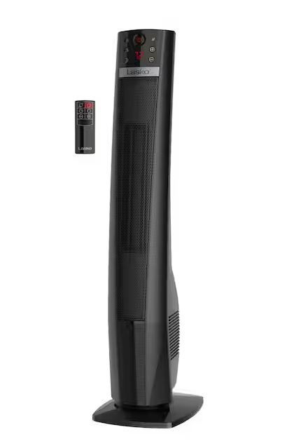 Lasko 1500-Watt 32 in. Black Electric Tower Ceramic Space Heater with Digital Display, Thermostat, Timer, Remote Control
