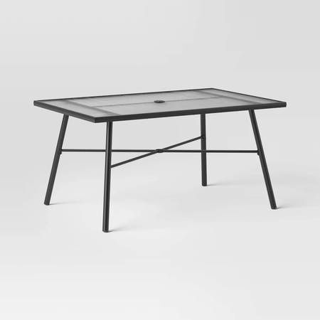 Glass Rectangle 6 Person Outdoor Patio Dining Table Black - Room Essentials