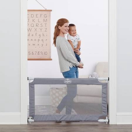 Regalo 50&quot; Extra Wide Gray Expandable Mesh Gate, Pressure Mounted,