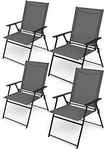 4 Pieces Patio Folding Chairs, Outdoor Portable Dining Chairs for Outd