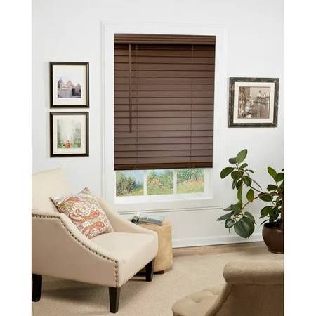 Regal Estate, 2 inch Cordless Faux Wood Blinds, Dark Oak, 60W x 48L