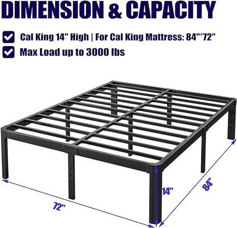 14in High Heavy Duty California King Bed Frame