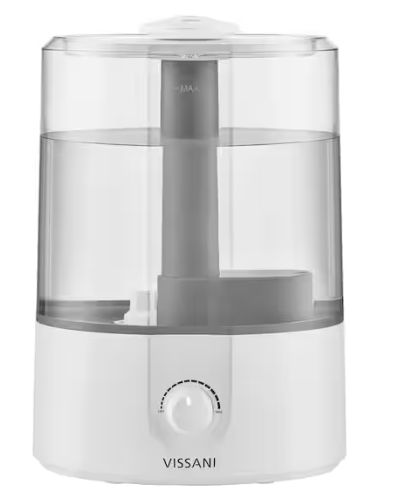 Vissani 1 Gal. Ultrasonic Humidifier 360 Degree Turning Dual Nozzle Cool Mist for Medium Room in White