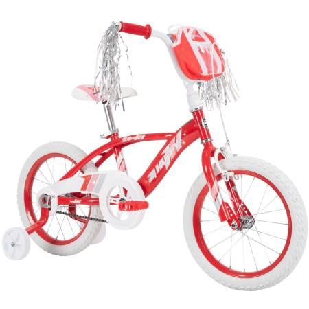 Huffy Glimmer Kids&#39; 16&quot; Bike with Training Wheels and Handlebar Bag - Red