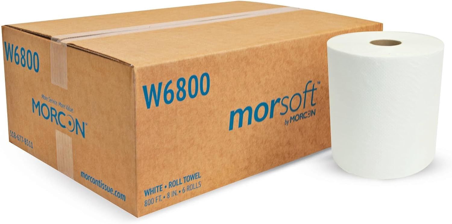 Hardwound Roll Towels, 7 9/10&quot; X 800ft, White, 6 Rolls/carton