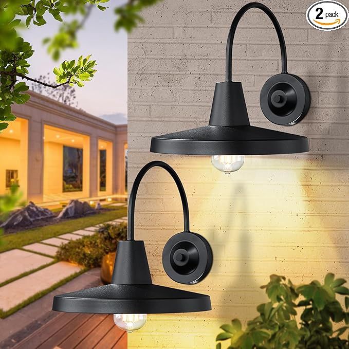 Outdoor Gooseneck Barn Lights 2-Pack, 11.75&quot; Farmhouse Exterior