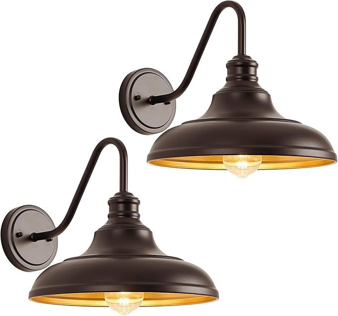 2 Pack Outdoor Barn Light Fixture 12 Inch Gooseneck Outdoor Lights