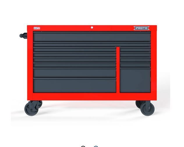 Proto® Double Bank Roller Cabinet W/ 13 Drawers, 55&quot;W x 22-3/8&quot;D x 38-1/2&quot;H, Red &amp; Gray