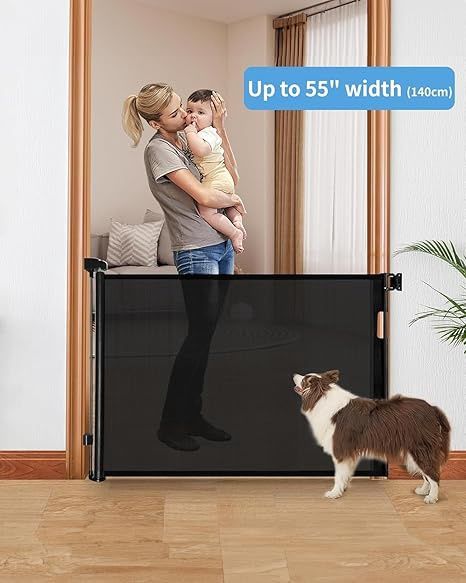 Mesh Baby Gate or Mesh Dog Gate,33&quot; Tall, Extends up to 55&quot; Wide