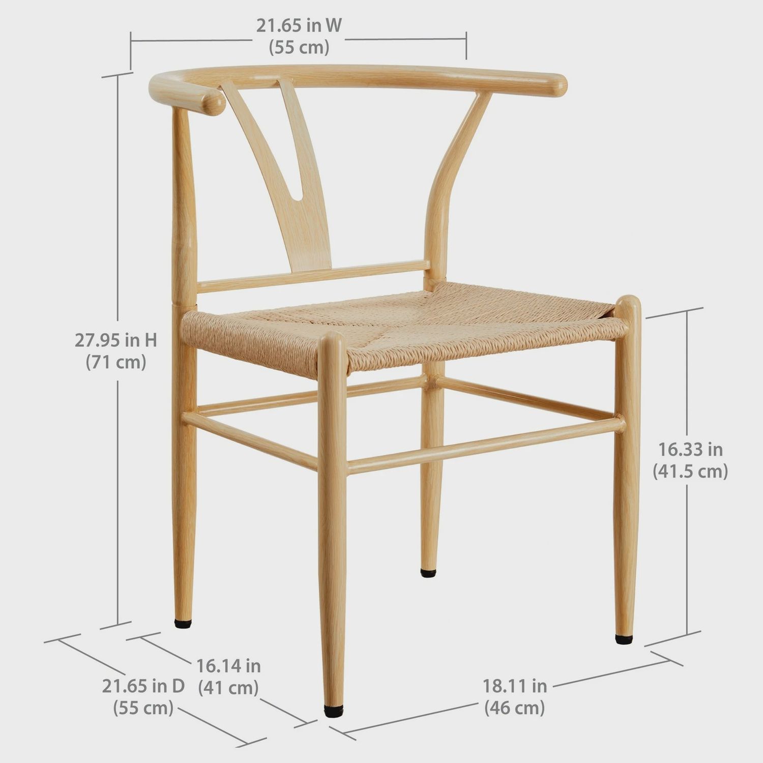 Better Homes &amp; Gardens Springwood Wishbone Chair 2 Pack, Light Natural