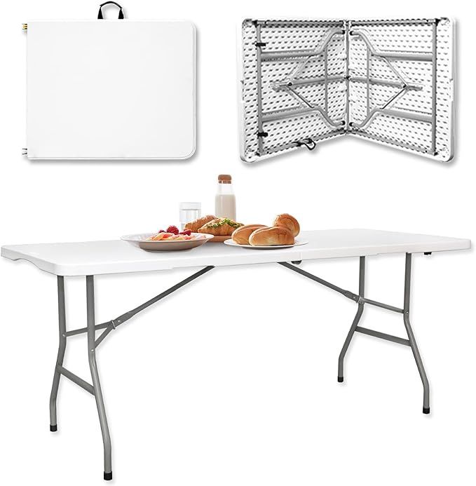 Folding Table 6ft Heavy Duty HDPE White Plastic