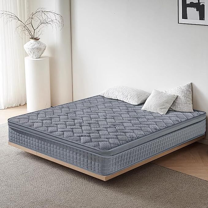 KBQ Queen Mattress 12 Inch, Comfort Support Cooling Gel Hybrid Mattress
