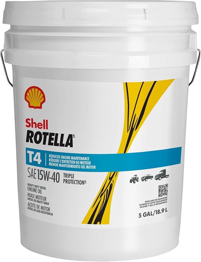 Shell Rotella T4 Triple Protection 15W-40 Diesel Engine Oil, 5 Gallon