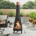Mainstays 67” Tall Round Powder-Coated-Black Finish Steel Wood Burning Chiminea