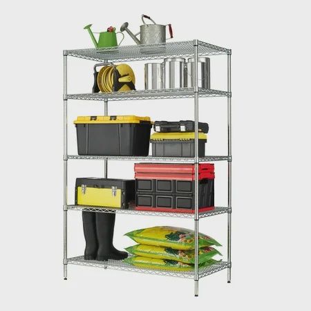 Hyper Tough Chrome Wire Shelf 5-Tier Heavy Duty 72&quot;H x 48&quot;W x 24&quot;D, 4000lb Total Capacity