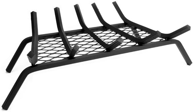 Pleasant Hearth - 1/2&quot; Solid Steel Fireplace Grates With Ember Retainer, Black, 24-Inch