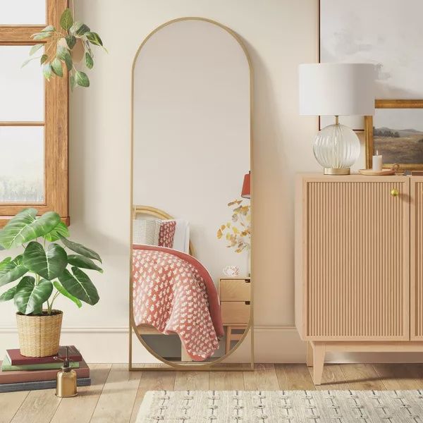 20&quot; x 58&quot; Full Length Floor Mirror Gold - Threshold™: Modern Leaning Design, Metal Frame