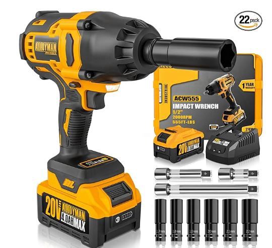 Alloyman 1/2 inch Cordless Impact Wrench w/ Battery