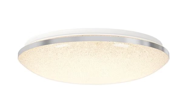 Sparkle 15 in. 1 Light Chrome 5CCT Integrated Selectable LED Flush Mount Ceiling Light with Remote Included